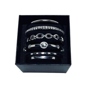 Christopher & Banks Lot Of 6 Silver Tone Bangle Bracelets (5582)